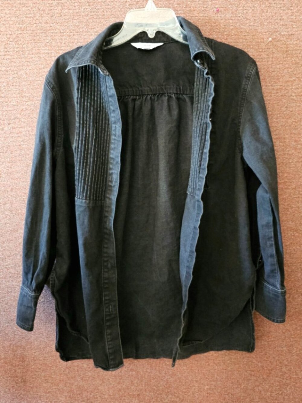 & Other Stories Paris Atelier Black Pintuck Button Front Blouse XS